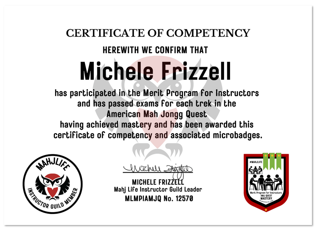 A certificate of competency for michele frizzell