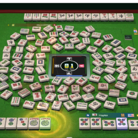 A table with many tiles and numbers on it