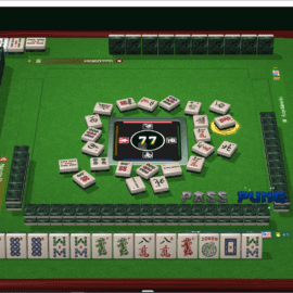 A Mahjong game in progress with a score of 77 displayed.