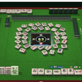A digital Mahjong game interface with tiles arranged in a spiral pattern.