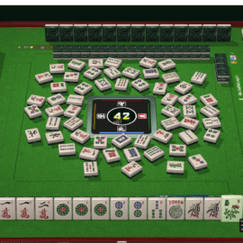 A digital Mahjong game interface showing tiles and scores.