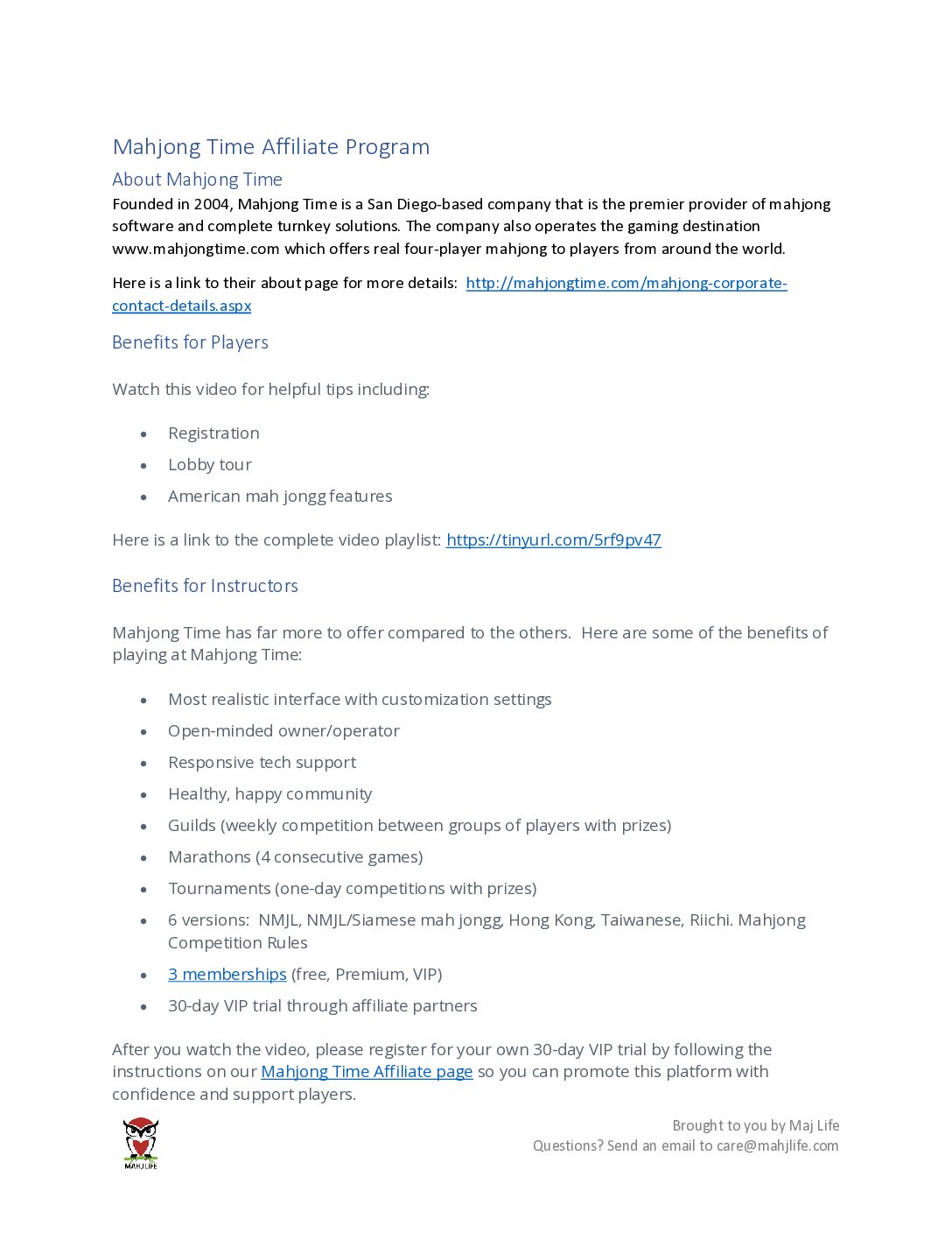 Mahjong Time – Affiliate Partner Program