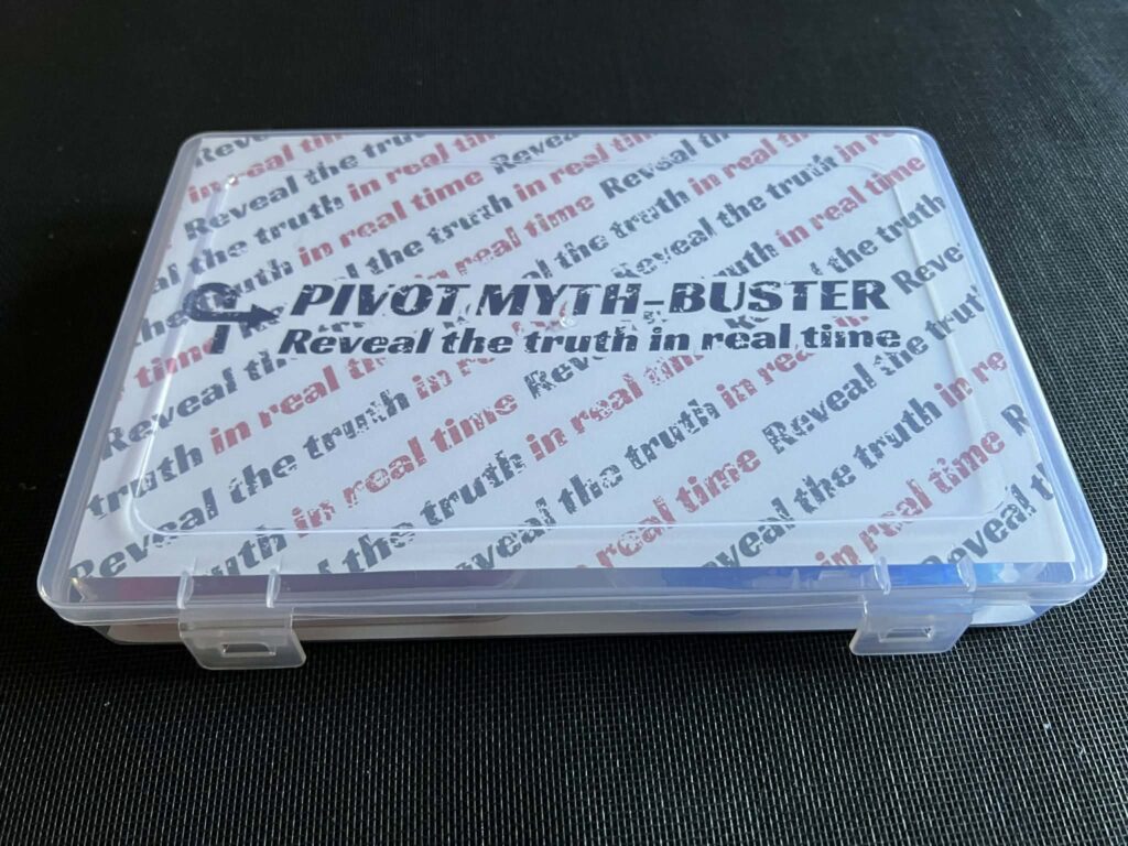 Clear plastic case with "Pivot Myth-Buster" text.
